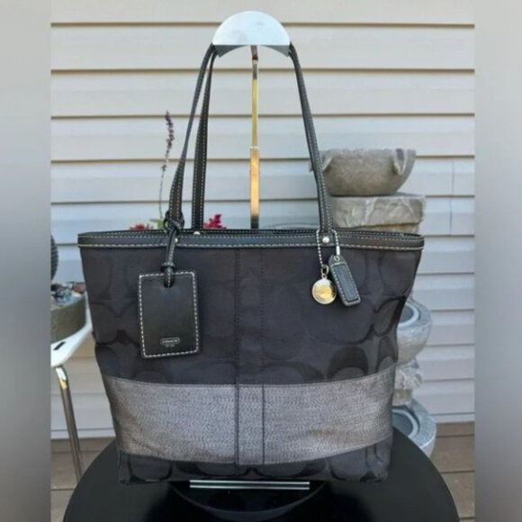 GUC 2006 Coach Signature Stripe Tote Shoulder Bag - Picture 1 of 7